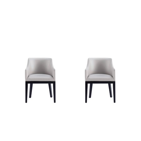 MANHATTAN COMFORT Gansevoort Faux Leather Dining Armchair in Light Grey - Set of 2 2-DC051AR-LG